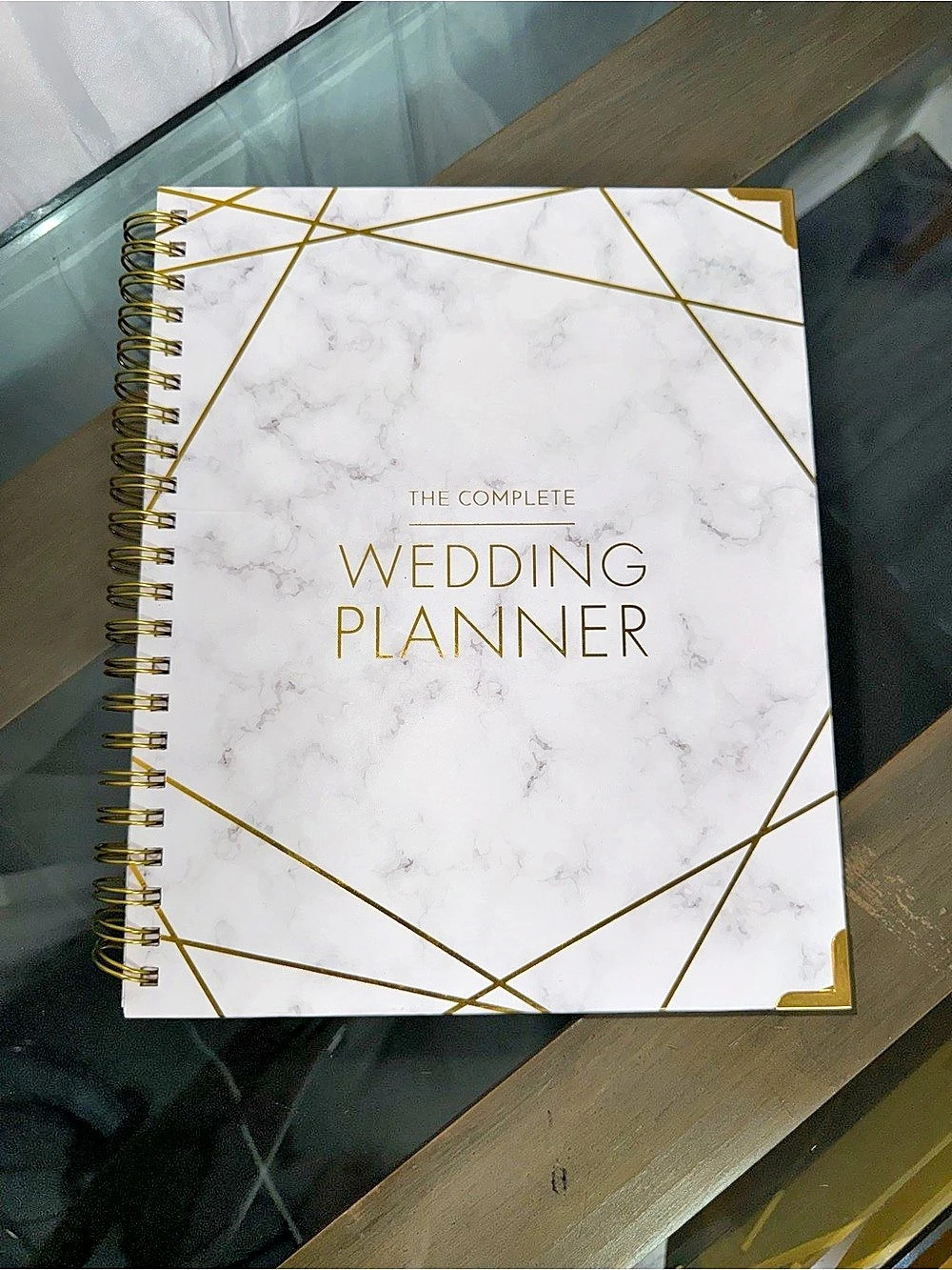 The Complete Wedding Planner Geometric Wedding Planner in White & Gold